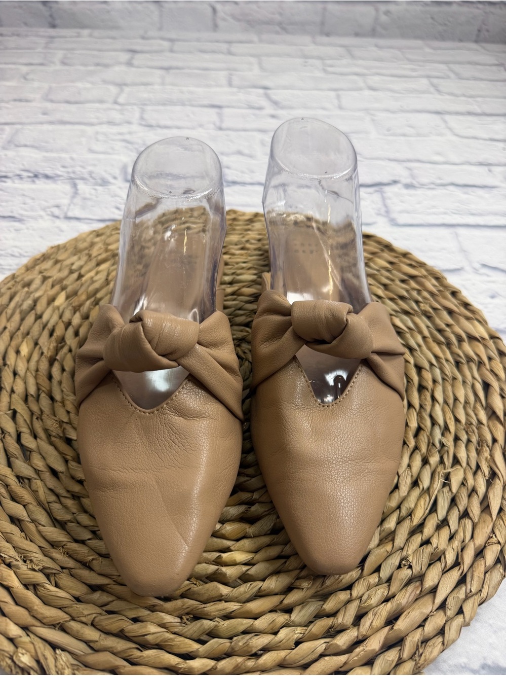 A New Day Knot-Detail Slip-On Mules in Tan. Size 8.